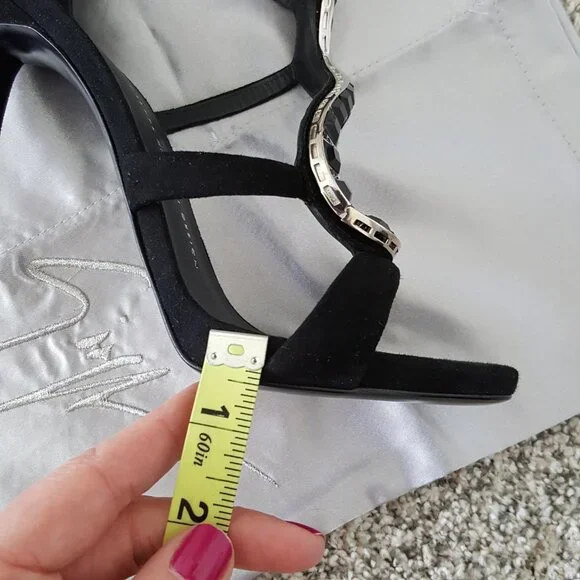 Giuseppe Zanotti Black Suede Venere Crystal Open Toe Heel Stiletto Alien Sandal - Picture 13 of 15